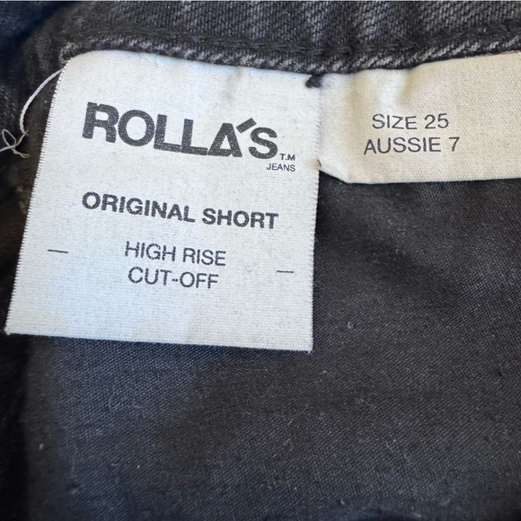 ROLLA'S Women's Black High Rise Cut Off Jean Shorts Size 25 - Picture 7 of 9